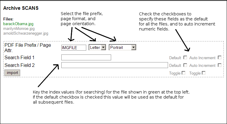 Entering the Index Values Entering the Index Values